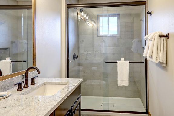 Walk-in shower installed after removing a bathtub