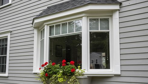 White vinyl bay window replacement
